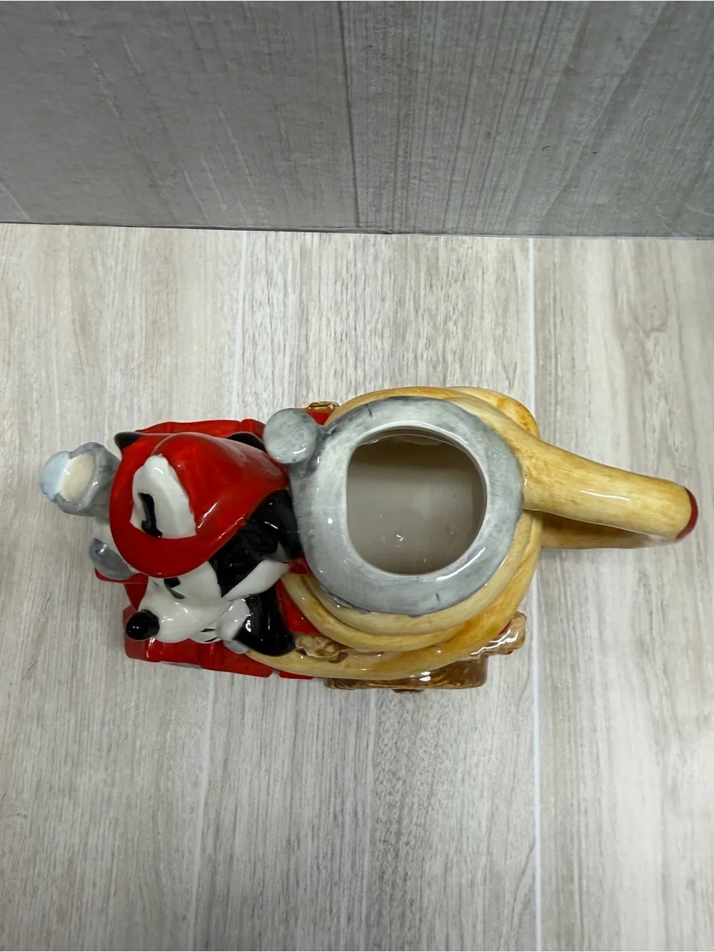 Vintage Enesco Disney Mickey's Fire Brigade Ceramic Teapot / pitcher Fire truck